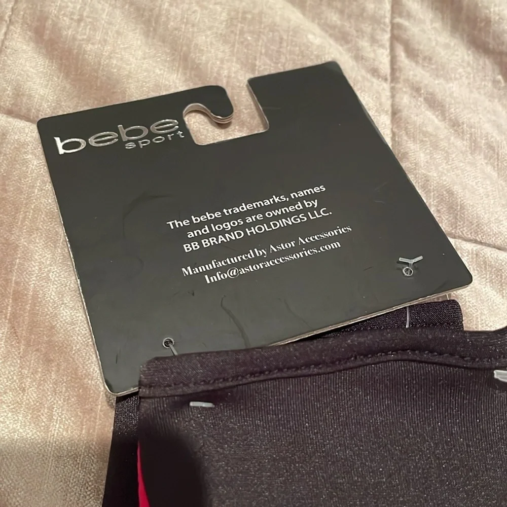 New! Bebe Sport Gloves pink & black l/xl